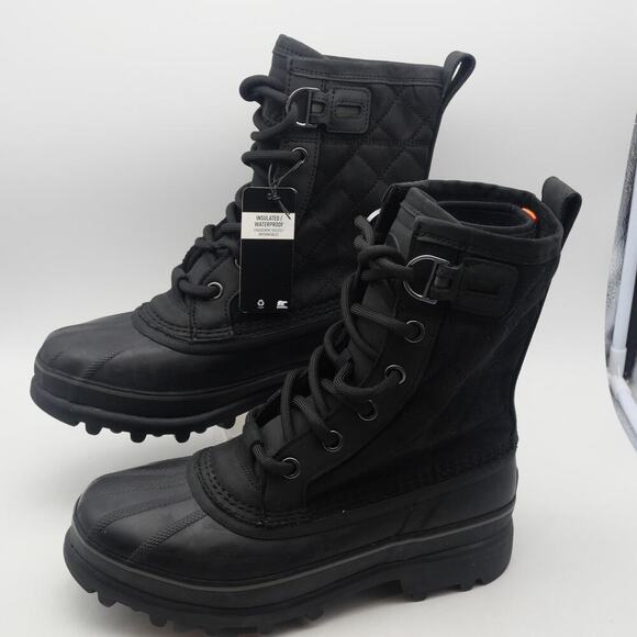 NEW Sorel Caribou Royal Men's 8 Waterproof Boots Insulated Winter Snow BLACK - Picture 3 of 11